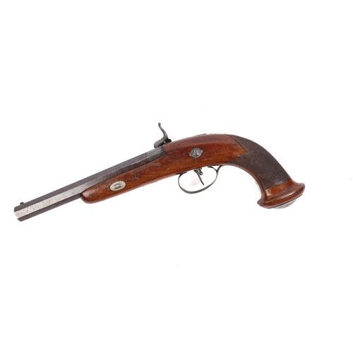 375 - A mid 19th century Belgian 32 bore (12mm) percussion target pistol, 14