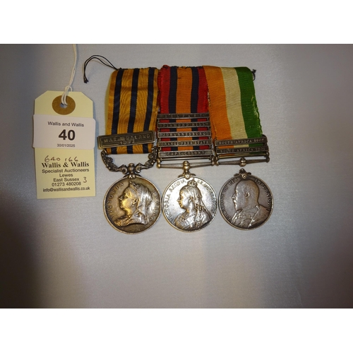 40 - Three: British South Africa Company medal for Rhodesia 1896, 1 clasp Mashonaland1897 (right hand sid... 