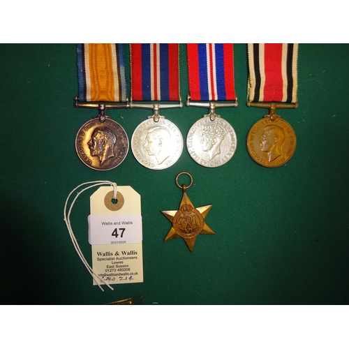 47 - Single medals: BWM (202492 Pte A H White, Wilts R), VF; Africa star; Defence, War medal; Special Con... 