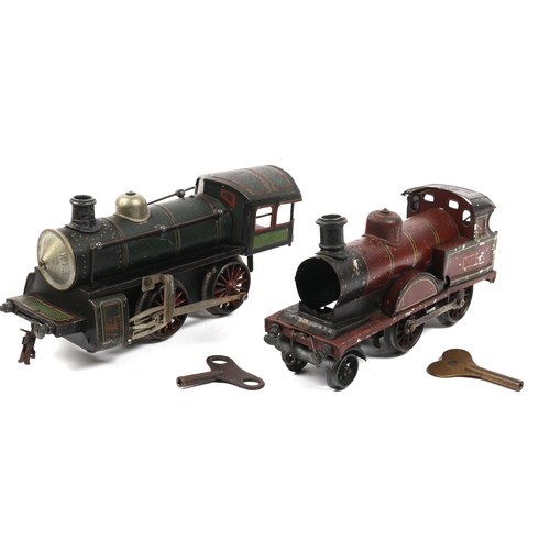 115 - 2 old German Gauge 1 Clockwork Locomotives for spares or repair. A rare K.B.N 0-4-0 Continental outl... 