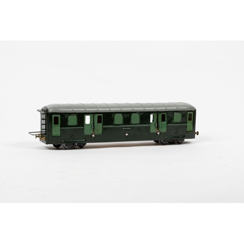 116 - 2 French O Gauge Locomotives and coach. An electric 3 rail JEP streamlined SNCF 0-4-0 tender locomot... 