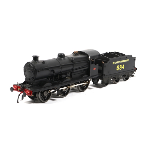 135 - A scratch built O Gauge clockwork 0-4-2 Tender Locomotive. In mat black SOUTHERN livery, RN534. Has ... 