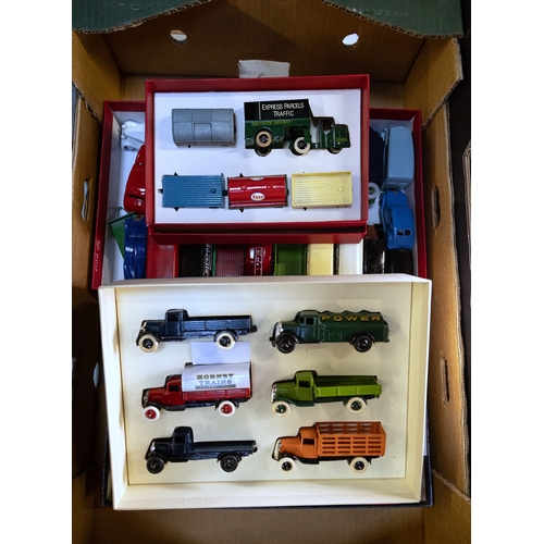 302 - 60 restored Dinky Vehicles. Including Gift Set No.25 and No.33, in reproduction boxes. Plus unboxed ... 