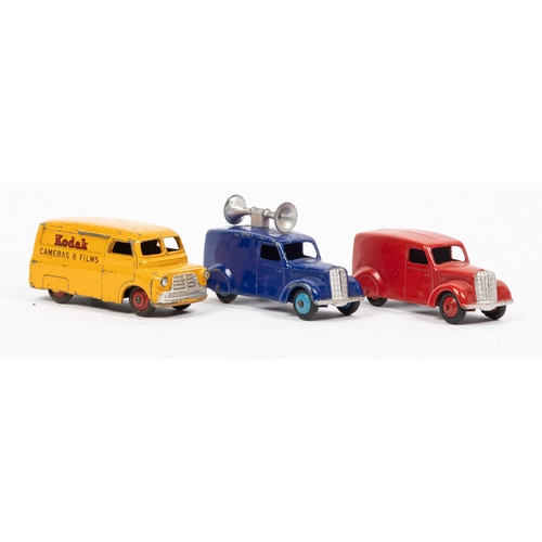 308 - 9 Dinky Toys. British Railways Hindle Smart Helecs in maroon. Bedford Wagon in green. Bedford Van, K... 