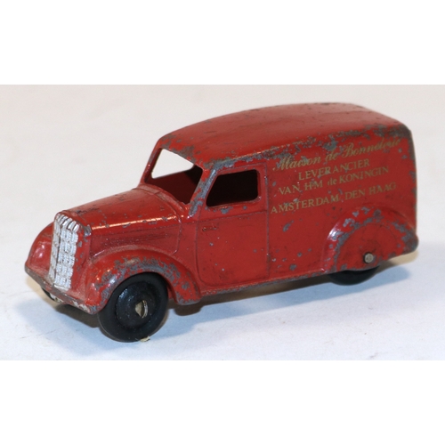 333 - A rare Dinky Toys Dutch promotional Type 3 Delivery Van. A post war example in red with black ridged... 