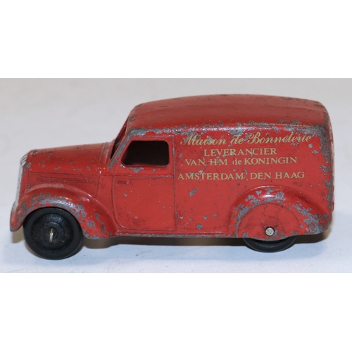 333 - A rare Dinky Toys Dutch promotional Type 3 Delivery Van. A post war example in red with black ridged... 