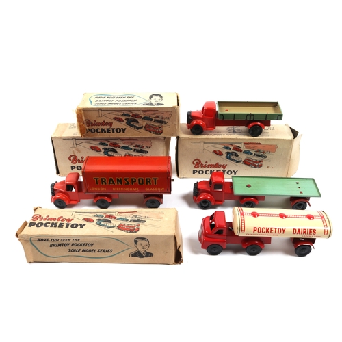 369 - 4 Wells Brimtoy pocket toy commercial vehicles, Mechanical Long Wheel base truck, dairy truck with B... 