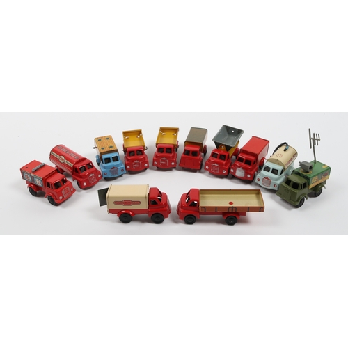 371 - 12 Wells Brimtoy  mechanical Pocketoys, mainly Bedford cabs, Includes Esso tanker, builder & decorat... 