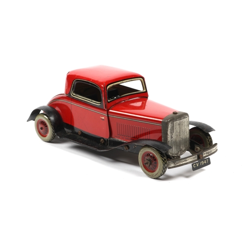 388 - A CHAD VALLEY mechanical coupe construction car, finished in red and black. CV crest to the boot, wo... 