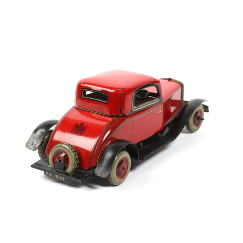 388 - A CHAD VALLEY mechanical coupe construction car, finished in red and black. CV crest to the boot, wo... 