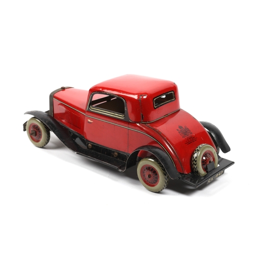 388 - A CHAD VALLEY mechanical coupe construction car, finished in red and black. CV crest to the boot, wo... 