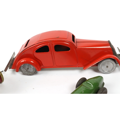 390 - 5 tinplate vehicles by various manufactures. ALTIN TURKMALI  racing car with wind up motor operated ... 