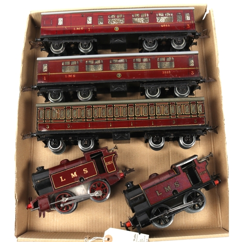 67 - Hornby O Gauge Railways. 2x clockwork 0-4-0 Tank Locomotives, both LMS examples in maroon 2270 and 2... 