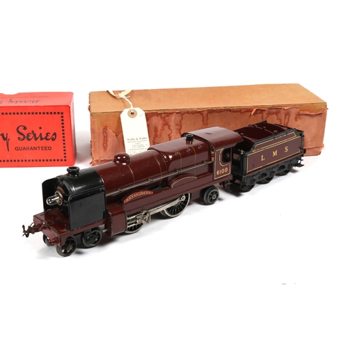 70 - Hornby O gauge 3 rail electric 4-4-2 tender Locomotive Royal Scot. Rn 6100 in lined maroon LMS liver... 