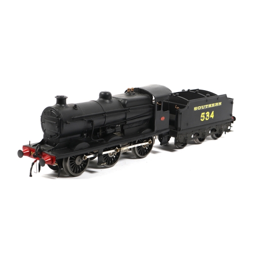 14 - A scratch built O Gauge clockwork 0-4-2 Tender Locomotive. In matt black SOUTHERN livery, RN534. Has... 