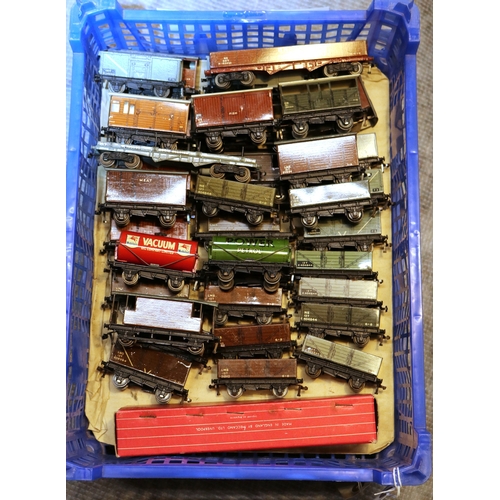 41 - A quantity of Hornby Dublo railway. 5 suburban coaches and a corridor coach. 20 plus boxed freight w... 