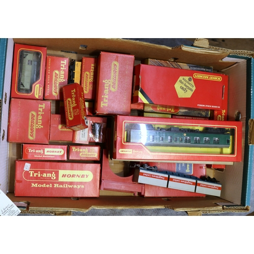 61 - A good quantity of Tri-ang OO Gauge Railway. Including many Freight Wagons including 4-Rocket Launch... 