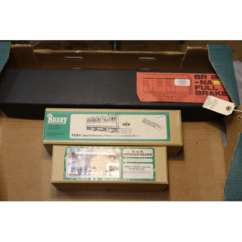 9 - 7 O gauge model kit passenger coaches and freight wagons. A Post War Prototypes BR BG NA full brake ... 