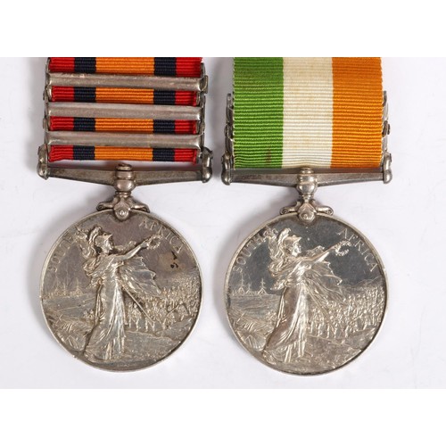 29 - Pair: QSA, 3 clasps Tugela Heights, Rel. of Ladysmith, Transvaal; KSA both date clasps (2827 Pte  J ... 