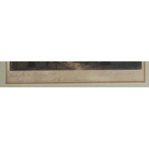10 - A pair of WWI coloured etchings by Paul Mansard (also known as Marcel Augis), one entitled in pencil... 