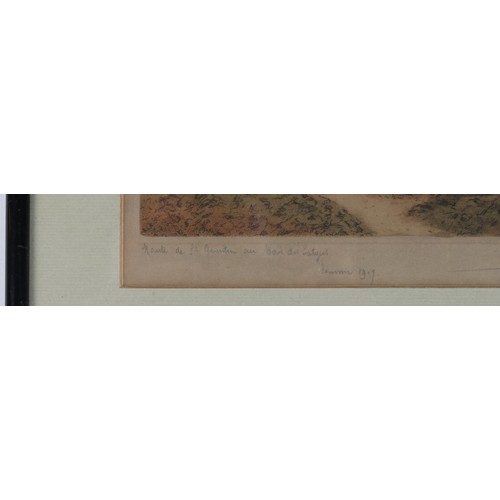 10 - A pair of WWI coloured etchings by Paul Mansard (also known as Marcel Augis), one entitled in pencil... 