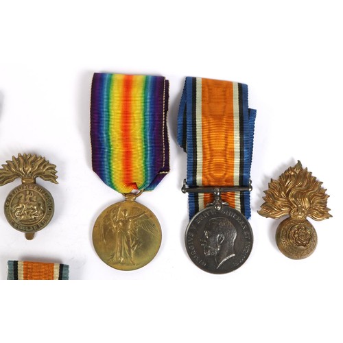 44 - Pair: BWM, Victory (45107 Pte H C Sims North'd Fus), VF/NVF with cap badge; Pair: BWM, Victory (GS 8... 