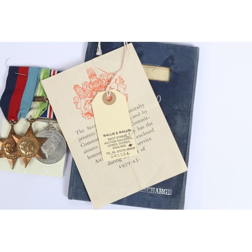48 - N.G.S 1909, 1 clasp Palestine 1945-48 (D/JX 356705 J F Nuttall, Tel RN) VF. Three: 1939-45 star, Atl... 