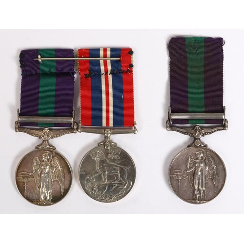 56 - Pair: 1939-45 war medal, GSM 1918 1 clasp Palestine 1945-48 (second only named as is usual 14878380 ... 