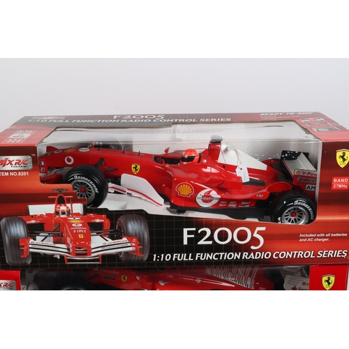 266 - 3x 1:10 scale MJX R/C Radio Controlled Cars.  A No.8201 Ferrari F2005 Fi Racing Car. Plus a No.3054 ... 