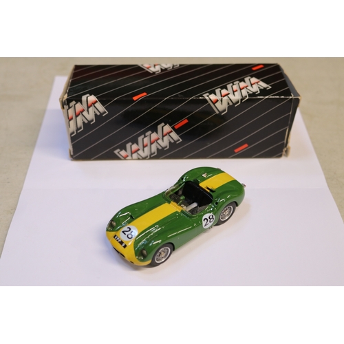 281 - A Western Models 1958 Lister Jaguar (WRK 45). In green with yellow racing stripe, RN28, fitted with ... 