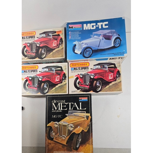 8 M.G.TC Model kits in various scales. 3x 1.32 MATCHBOX, 1.24 Monogram ...