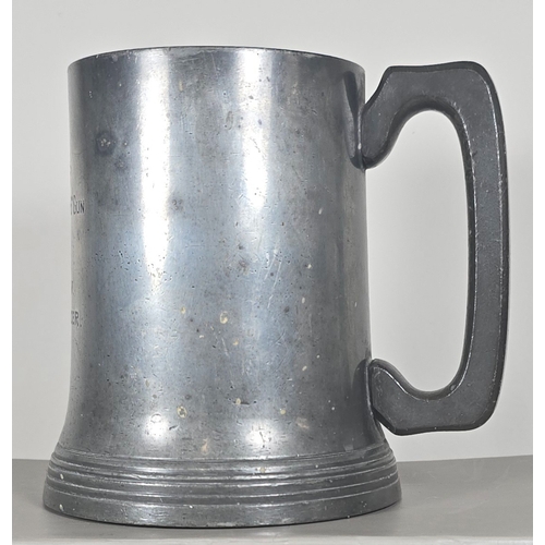 17 - An RNVR Presentation Pewter Pint Tankard dated 1908, front engraved &lsquo;R.N.V.R. SubDivision 6inc... 