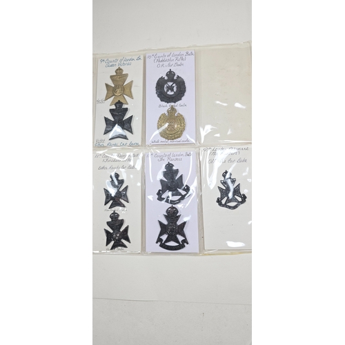 213 - 23 restrike cap badges of The London Regiment, including 3 varieties of The 17th Battalion, and 2nd ... 