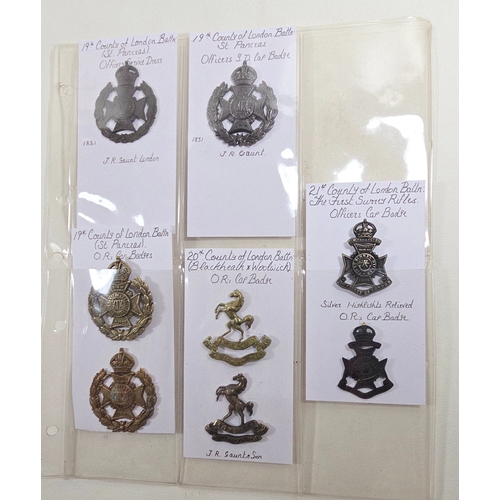212 - 32 modern and restrike cap badges, mostly London Regiments including officers. New condition, ex. ma... 