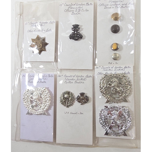 212 - 32 modern and restrike cap badges, mostly London Regiments including officers. New condition, ex. ma... 