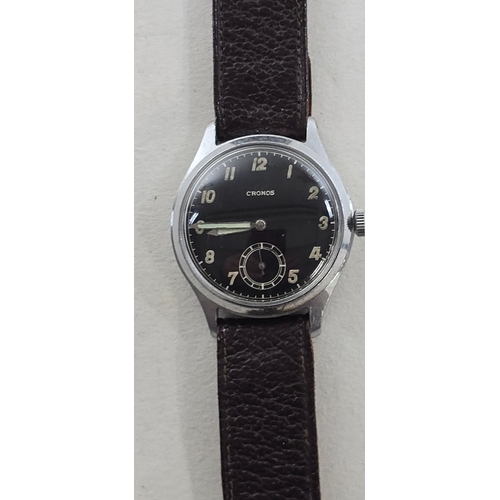 46 - A Third Reich Chronos Army issue wristwatch, the back marked 