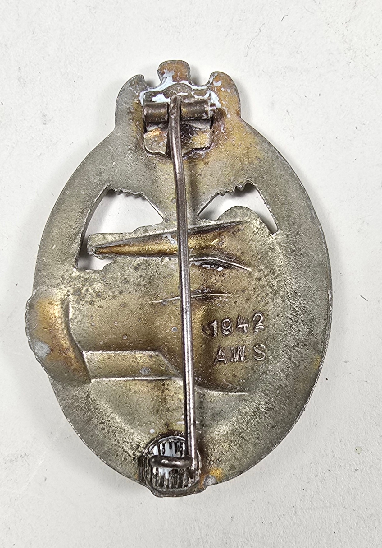 Third Reich Panzer assault badge, the back marked 