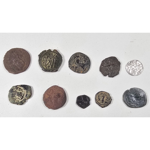 16 - 10 Various coins inc; 3 Maurice Tiberius, Basil II, Michael IV, Romanus III. Also included in this l... 
