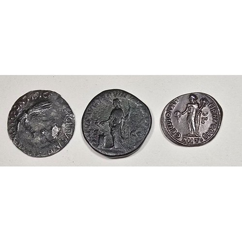 7 - 3 Roman coins inc; Sigismund,Maximinus II and Commodus.Fine