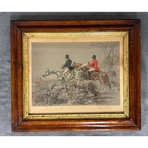 36 - A pair of Victorian coloured hunting prints entitled CROSSING THE LINE, and AND NO MISTAKE, one prin... 