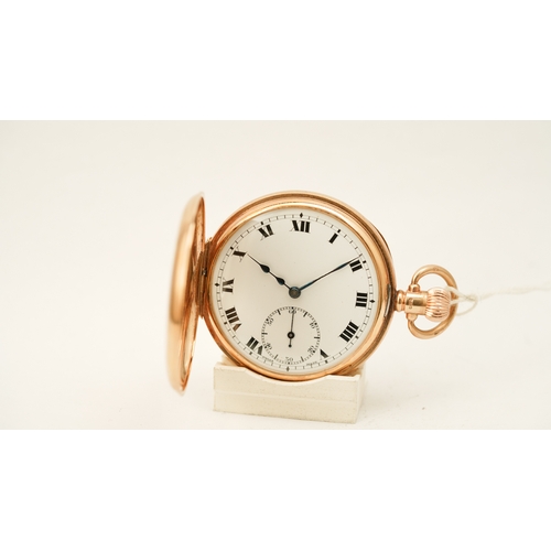 Buren half hunter pocket watch in 9ct gold. 49mm. White enamel d