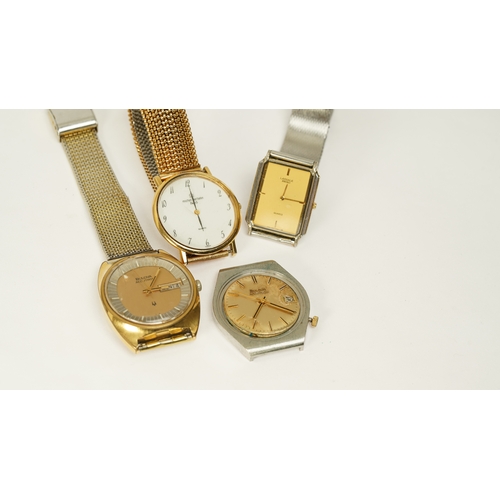 7 - Collection of four quartz and tuning fork watches, including 2X Bulova Accutron, Seiko Lassale and M... 