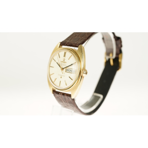 48 - Omega Constellation, gold capped. 35mm. Reference CD 168.019. Linen dial with gilt and onyx indices.... 