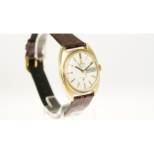 48 - Omega Constellation, gold capped. 35mm. Reference CD 168.019. Linen dial with gilt and onyx indices.... 