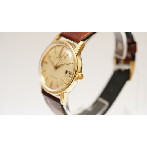 23 - Omega Seamster gold capped and steel. Reference 14384 3 SC. 33mm. White dial has some damage, date a... 