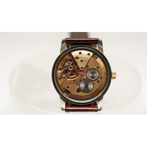 23 - Omega Seamster gold capped and steel. Reference 14384 3 SC. 33mm. White dial has some damage, date a... 