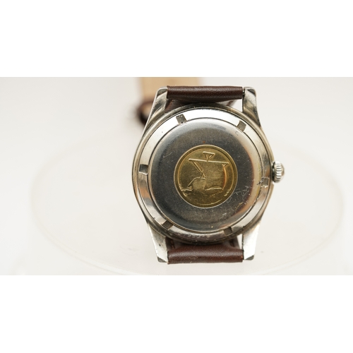 8 - Eterna-matic Kontiki in steel. c.1960s. 34mm. Champagne dial with applied indices, date at 3-o'clock... 