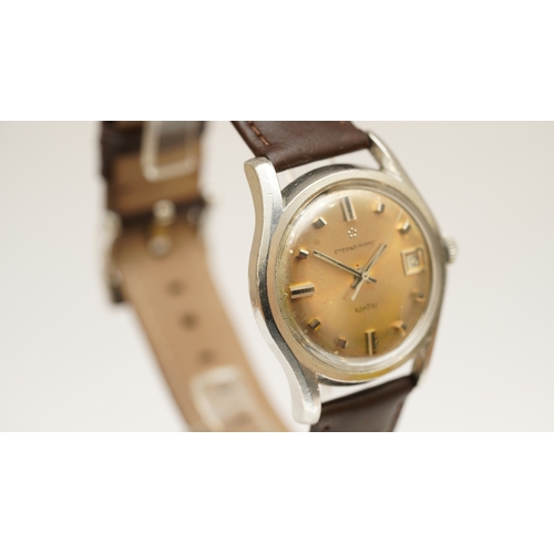 8 - Eterna-matic Kontiki in steel. c.1960s. 34mm. Champagne dial with applied indices, date at 3-o'clock... 