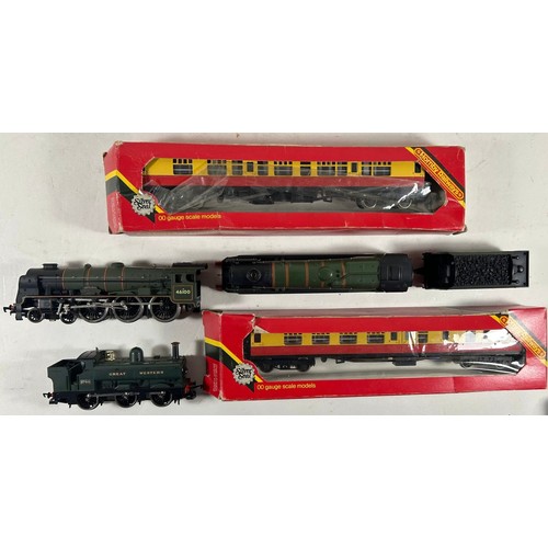 232 - A quantity of OO railway mostly by Hornby. An unboxed Dublo Class A4 4-6-2 tender locomotive, Mallar... 