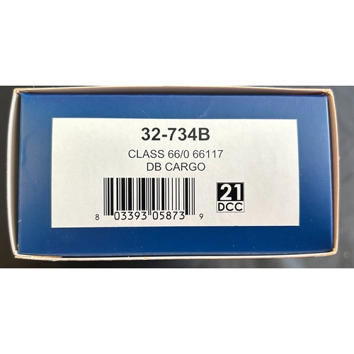 179 - Bachmann Branch-Line OO Diesel-Electric Locomotive. Class 66 66117 (32-734B). 21DCC. In DB Cargo liv... 